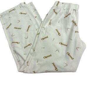 J. Crew Creamy White Lounge pant Pj Pant Cheers/Champagne Graphic New Years XXS